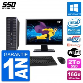 PC HP ProDesk 600 G1 SFF Ecran 19" Intel G3220 RAM 16Go SSD 2To Windows 10 Wifi