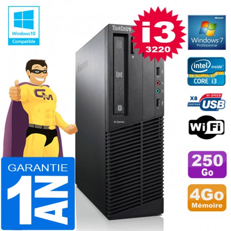 PC Lenovo M92p SFF Core I3-3220 Ram 4Go Disque 250 Go Graveur DVD Wifi W7