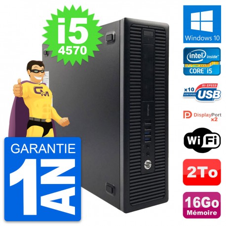 PC HP ProDesk 600 G1 SFF Intel i5-4570 RAM 16Go Disque Dur 2To Windows 10 Wifi
