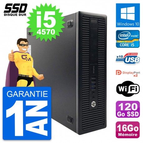 PC HP ProDesk 600 G1 SFF Intel Core i5-4570 RAM 16Go SSD 120Go Windows 10 Wifi