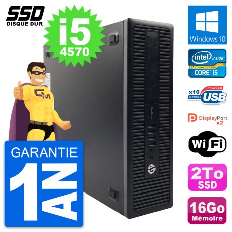 PC HP ProDesk 600 G1 SFF Intel Core i5-4570 RAM 16Go SSD 2To Windows 10 Wifi