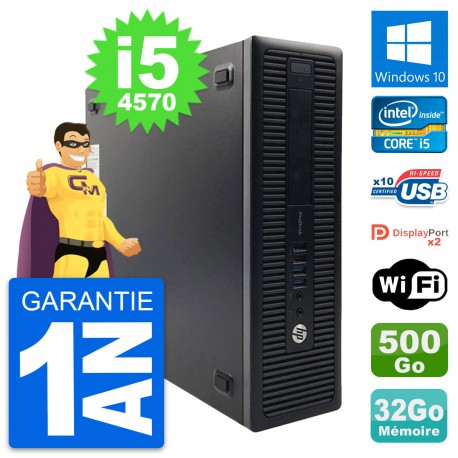 PC HP ProDesk 600 G1 SFF Intel i5-4570 RAM 32Go Disque 500Go Windows 10 Wifi