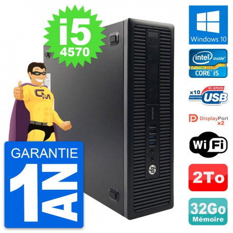 PC HP ProDesk 600 G1 SFF Intel i5-4570 RAM 32Go Disque Dur 2To Windows 10 Wifi