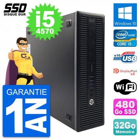 PC HP ProDesk 600 G1 SFF Intel Core i5-4570 RAM 32Go SSD 480Go Windows 10 Wifi