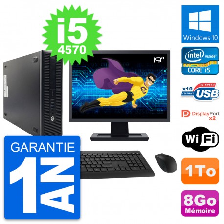 PC HP 600 G1 SFF Ecran 19" Intel Core i5-4570 RAM 8Go Disque 1To Windows 10 Wifi
