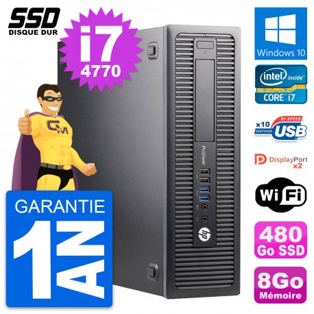 PC HP ProDesk 600 G1 SFF Intel Core i7-4770 RAM 8Go SSD 480Go Windows 10 Wifi