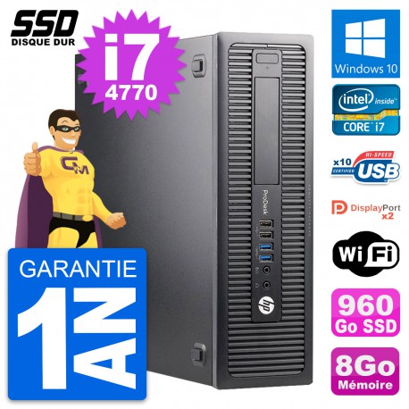 PC HP ProDesk 600 G1 SFF Intel Core i7-4770 RAM 8Go SSD 960Go Windows 10 Wifi
