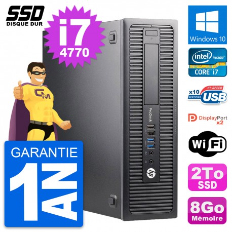 PC HP ProDesk 600 G1 SFF Intel Core i7-4770 RAM 8Go SSD 2To Windows 10 Wifi