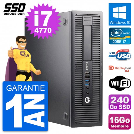 PC HP ProDesk 600 G1 SFF Intel Core i7-4770 RAM 16Go SSD 240Go Windows 10 Wifi