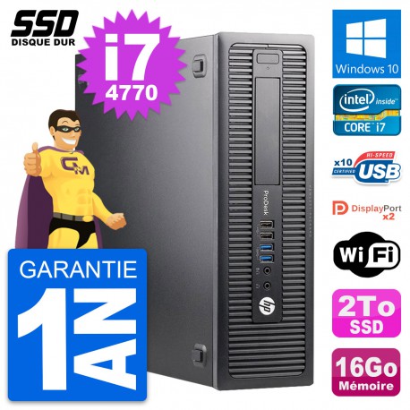 PC HP ProDesk 600 G1 SFF Intel Core i7-4770 RAM 16Go SSD 2To Windows 10 Wifi