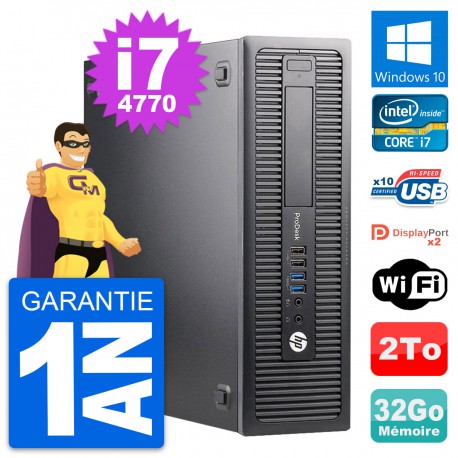 PC HP ProDesk 600 G1 SFF Intel i7-4770 RAM 32Go Disque Dur 2To Windows 10 Wifi
