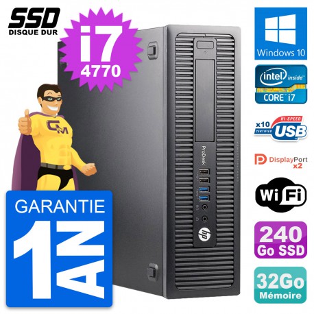 PC HP ProDesk 600 G1 SFF Intel Core i7-4770 RAM 32Go SSD 240Go Windows 10 Wifi