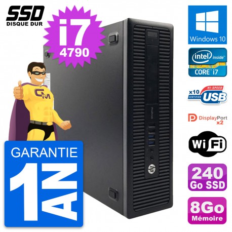 PC HP ProDesk 600 G1 SFF Intel Core i7-4790 RAM 8Go SSD 240Go Windows 10 Wifi