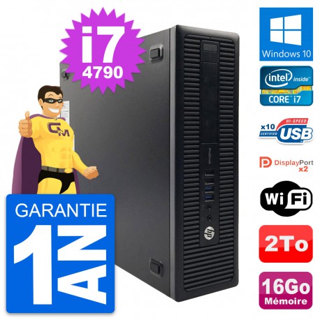 PC HP ProDesk 600 G1 SFF Intel i7-4790 RAM 16Go Disque Dur 2To Windows 10 Wifi