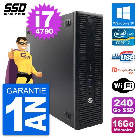 PC HP ProDesk 600 G1 SFF Intel Core i7-4790 RAM 16Go SSD 240Go Windows 10 Wifi