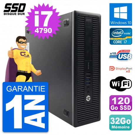 PC HP ProDesk 600 G1 SFF Intel Core i7-4790 RAM 32Go SSD 120Go Windows 10 Wifi