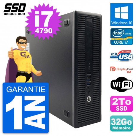 PC HP ProDesk 600 G1 SFF Intel Core i7-4790 RAM 32Go SSD 2To Windows 10 Wifi