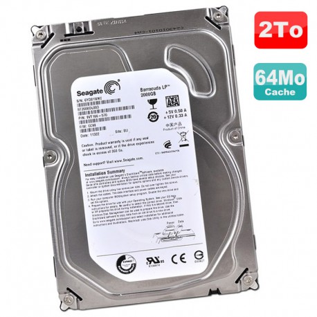 Disque Dur 2To 3.5" SATA III Seagate Barracuda Green ST2000DL003 5900RPM 64Mo