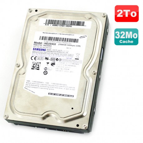 Disque Dur 2To SATA 3.5" SAMSUNG EcoGreen HD204UI A6841-E46A-A9EH1 5400RPM 32Mo