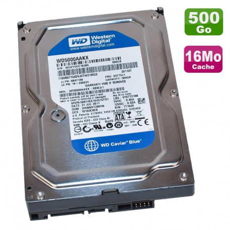 Disque Dur 500Go SATA 3.5" WD Caviar Blue WD5000AAKX-083CA1 03T7041 7200RPM 16Mo