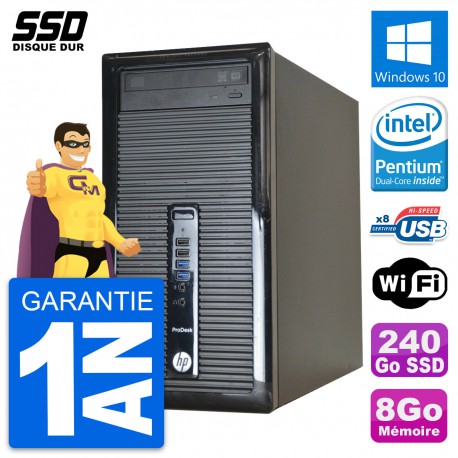 PC Tour HP ProDesk 400 G1 Intel Pentium G3220 RAM 8Go SSD 240Go Windows 10 Wifi