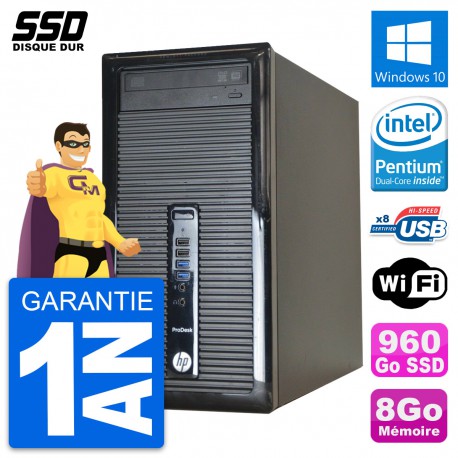 PC Tour HP ProDesk 400 G1 Intel Pentium G3220 RAM 8Go SSD 960Go Windows 10 Wifi