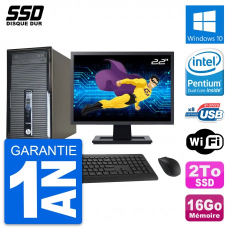 PC Tour HP ProDesk 400 G1 Ecran 22" Intel G3220 RAM 16Go SSD 2To Windows 10 Wifi