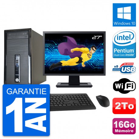 PC Tour HP 400 G1 Ecran 27" Intel G3220 RAM 16Go Disque 2To Windows 10 Wifi