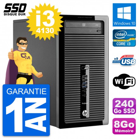 PC Tour HP ProDesk 400 G1 Intel Core i3-4130 RAM 8Go SSD 240Go Windows 10 Wifi