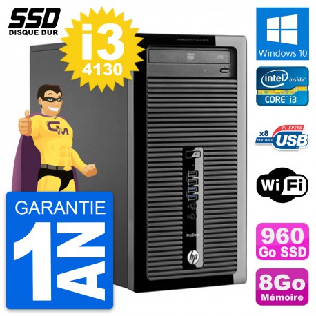 PC Tour HP ProDesk 400 G1 Intel Core i3-4130 RAM 8Go SSD 960Go Windows 10 Wifi