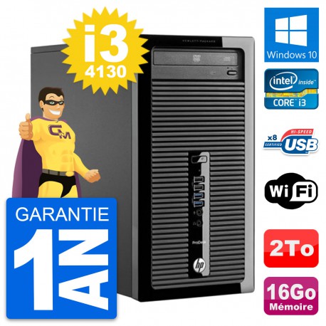 PC Tour HP ProDesk 400 G1 Intel Core i3-4130 RAM 16Go Disque 2To Windows 10 Wifi