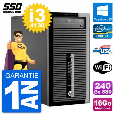 PC Tour HP ProDesk 400 G1 Intel Core i3-4130 RAM 16Go SSD 240Go Windows 10 Wifi