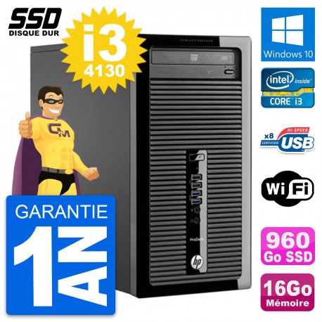 PC Tour HP ProDesk 400 G1 Intel Core i3-4130 RAM 16Go SSD 960Go Windows 10 Wifi