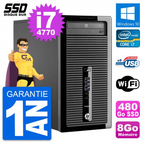 PC Tour HP ProDesk 400 G1 Intel Core i7-4770 RAM 8Go SSD 480Go Windows 10 Wifi