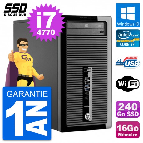 PC Tour HP ProDesk 400 G1 Intel Core i7-4770 RAM 16Go SSD 240Go Windows 10 Wifi