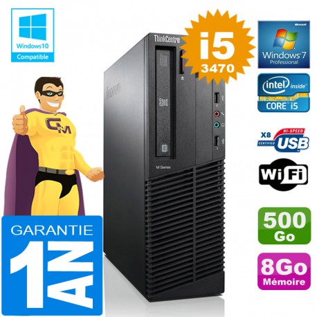 PC Lenovo M92p SFF Core I5-3470 Ram 8Go Disque 500 Go Graveur DVD Wifi W7