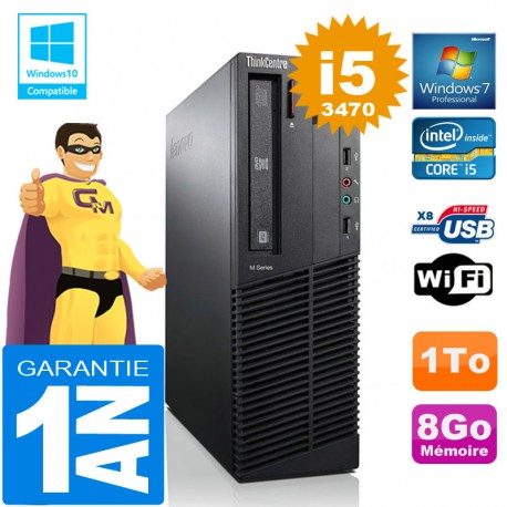 PC Lenovo M92p SFF Core I5-3470 Ram 8Go Disque 1 To Graveur DVD Wifi W7