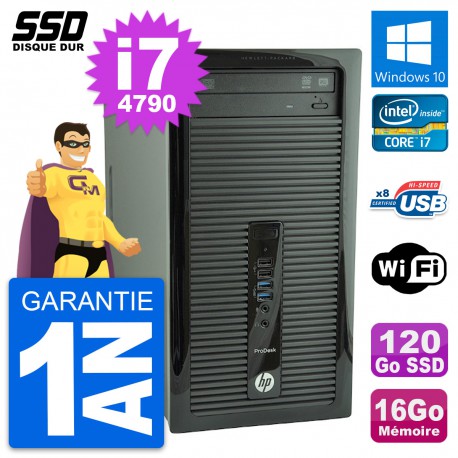 PC Tour HP ProDesk 400 G1 Intel Core i7-4790 RAM 16Go SSD 120Go Windows 10 Wifi