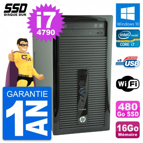 PC Tour HP ProDesk 400 G1 Intel Core i7-4790 RAM 16Go SSD 480Go Windows 10 Wifi
