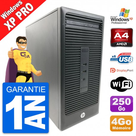 PC Tour HP 285 G2 MT AMD A4-5300 RAM 4Go Disque Dur 250Go Windows XP Pro