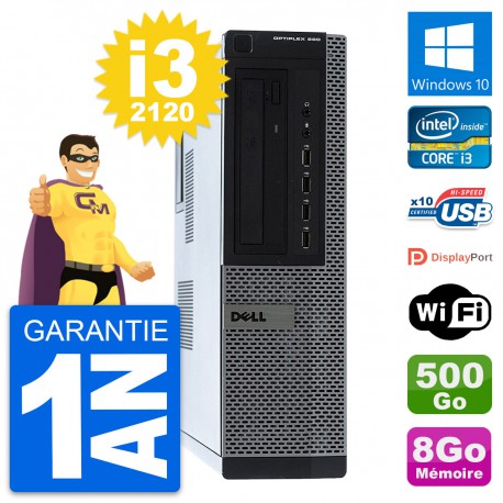 PC Dell OptiPlex 990 DT Intel i3-2120 RAM 8Go Disque Dur 500Go Windows 10 Wifi
