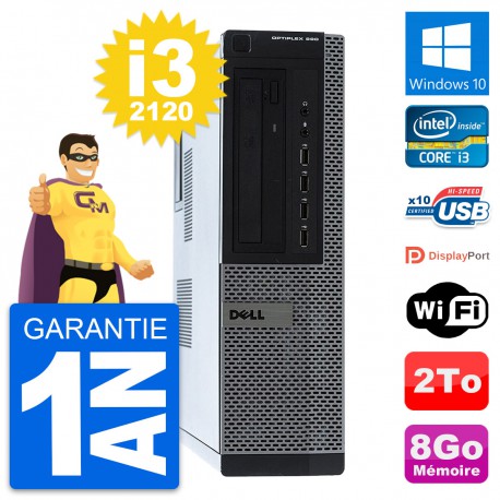 PC Dell OptiPlex 990 DT Intel Core i3-2120 RAM 8Go Disque 2To Windows 10 Wifi