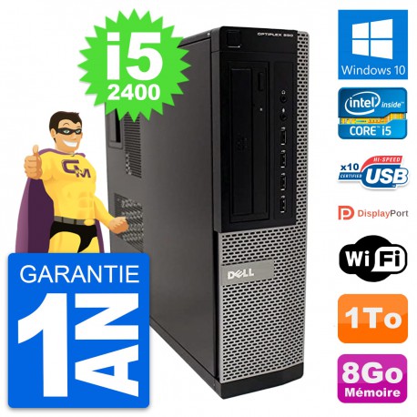 PC Dell OptiPlex 990 DT Intel Core i5-2400 RAM 8Go Disque 1To Windows 10 Wifi