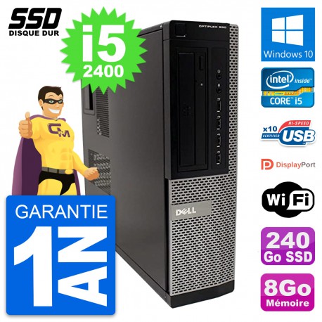 PC Dell OptiPlex 990 DT Intel Core i5-2400 RAM 8Go SSD 240Go Windows 10 Wifi