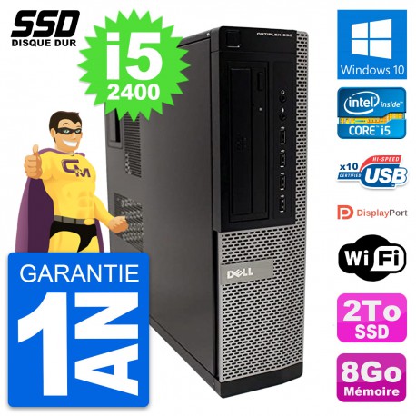 PC Dell OptiPlex 990 DT Intel Core i5-2400 RAM 8Go SSD 2To Windows 10 Wifi