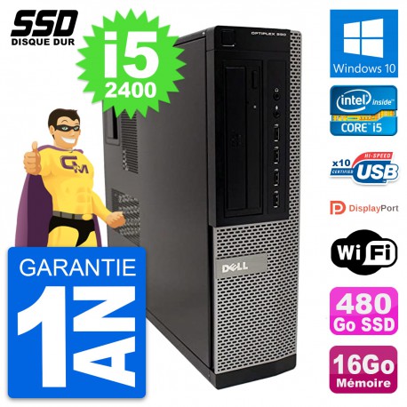 PC Dell OptiPlex 990 DT Intel Core i5-2400 RAM 16Go SSD 480Go Windows 10 Wifi