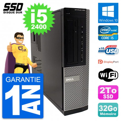 PC Dell OptiPlex 990 DT Intel Core i5-2400 RAM 32Go SSD 2To Windows 10 Wifi
