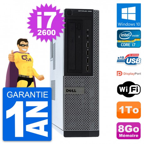 PC Dell OptiPlex 990 DT Intel Core i7-2600 RAM 8Go Disque 1To Windows 10 Wifi