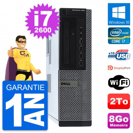 PC Dell OptiPlex 990 DT Intel Core i7-2600 RAM 8Go Disque 2To Windows 10 Wifi