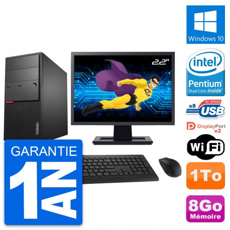 PC Tour Lenovo M900 Ecran 22" Intel G4400 RAM 8Go Disque 1To Windows 10 Wifi